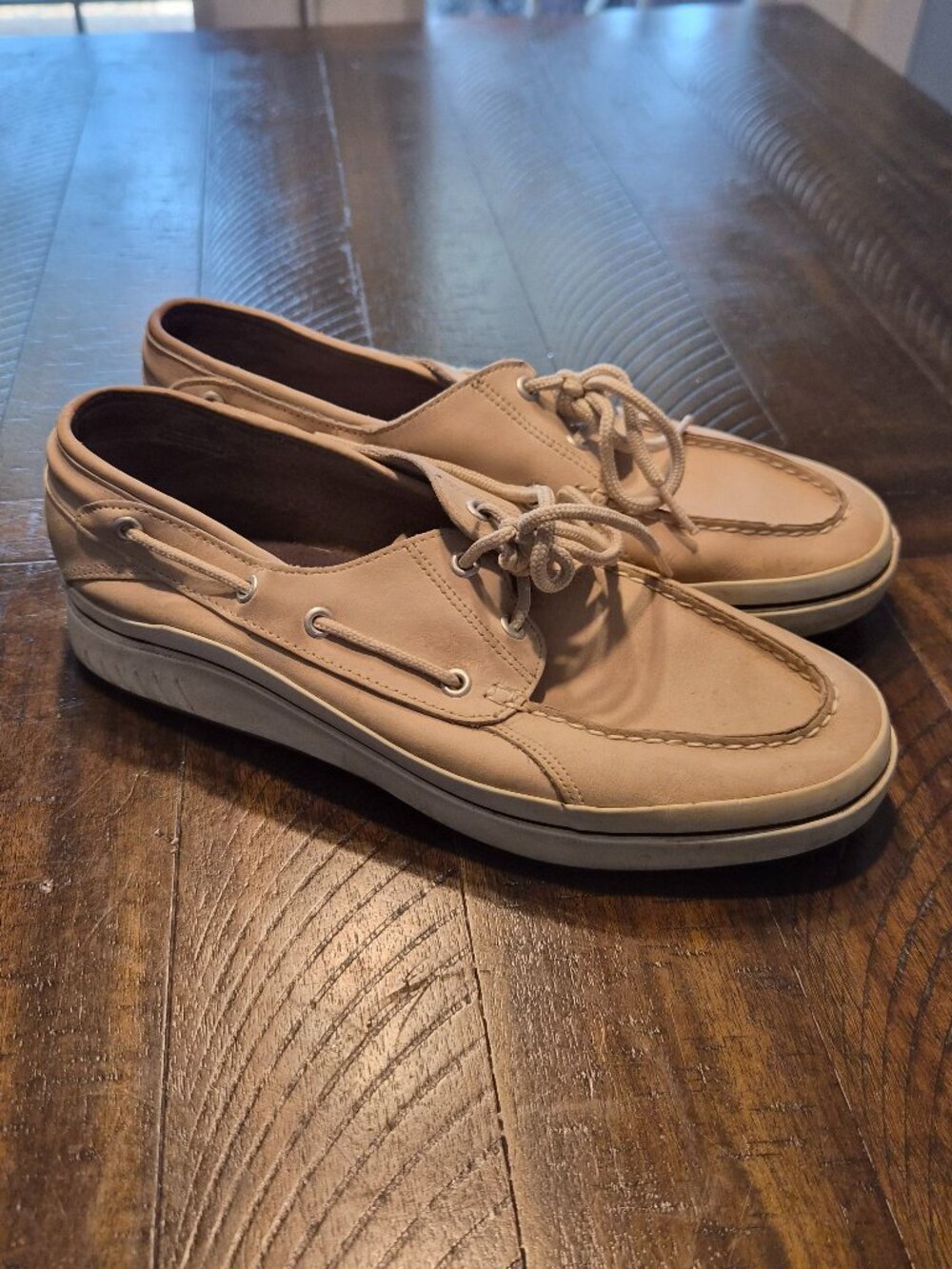 Sperry Top Sider Cream Leather Boat Shoes Lace Up 0884122 Men's Sz 10.5M